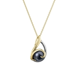 Zlatý 14 karátový náhrdelník žlté zlato s čiernou riečnou perlou 92P00030 black