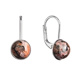 Strieborné visiace náušnice s pravými minerálnymi kameňmi okrúhle 11481.3 Leopard Skin Jasper