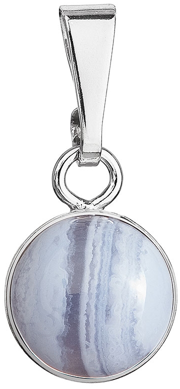 Strieborný prívesok s pravým minerálnym kameňom okrúhly 14033.3 Blue Lace Agate