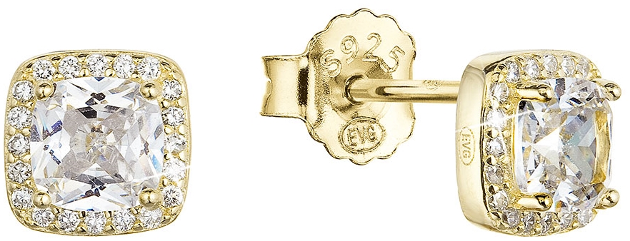 Pozlátené strieborné náušnice kôstky kosoštvorec so zirkónom 11438.1 crystal Au plating