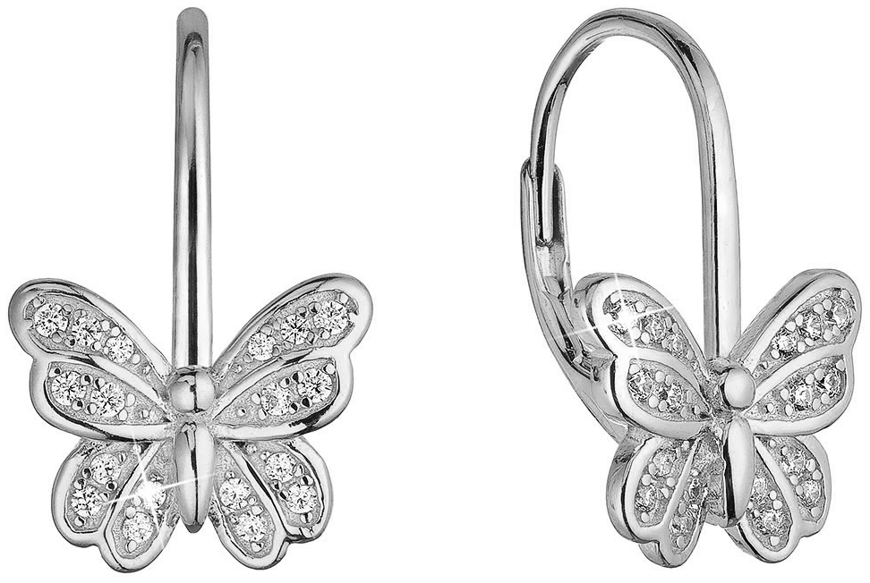 Strieborné náušnice motýliky so zirkónmi 11500.1 crystal