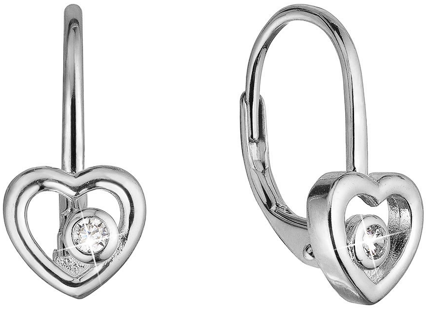 Strieborné náušnice srdca so zirkónom 11514.1 crystal