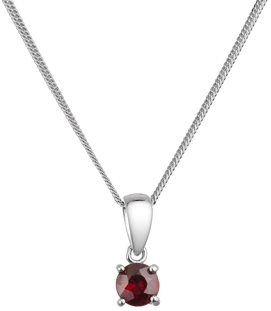 Strieborný náhrdelník s pravým minerálnym kameňom červený 12078.3 garnet