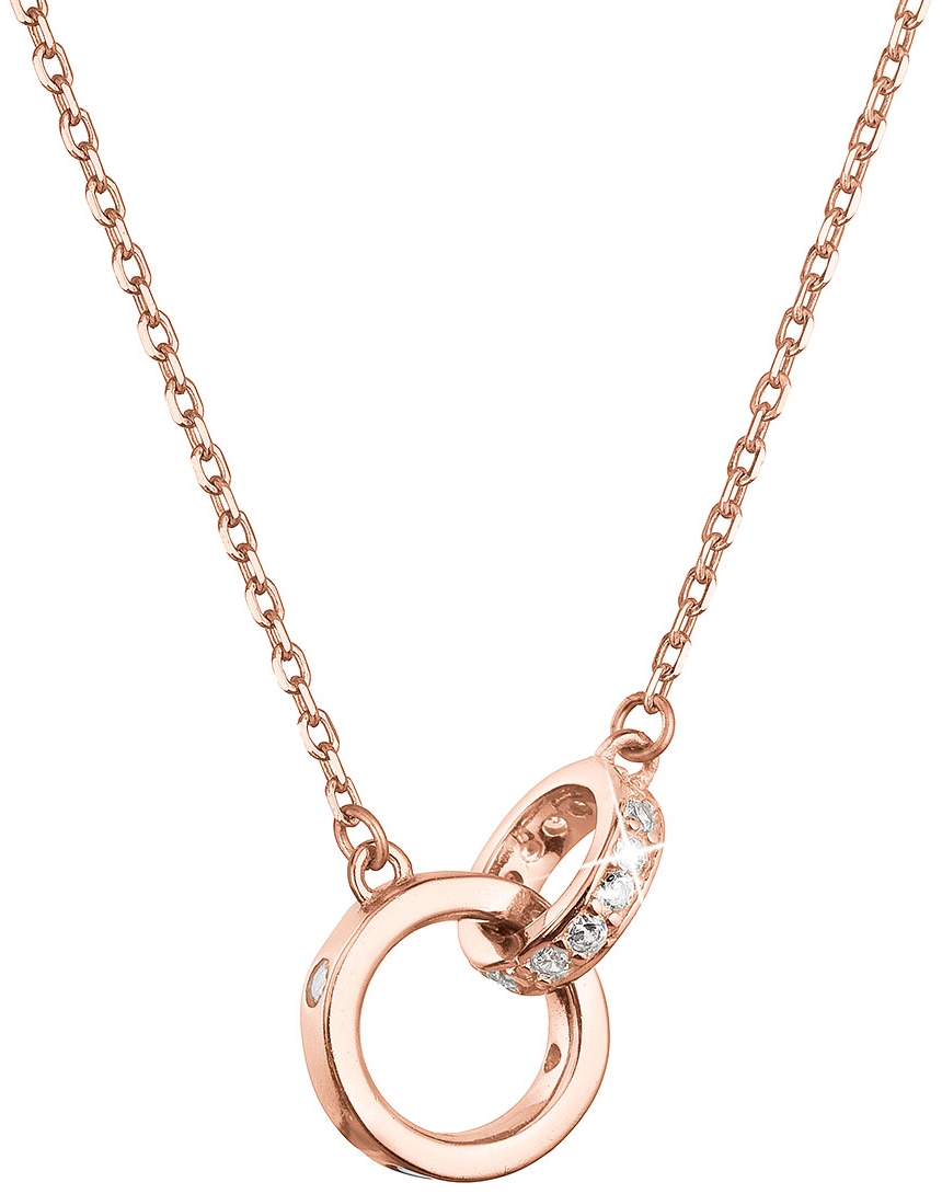 Pozlátený strieborný ROSE náhrdelník krúžky so zirkónmi 12095.1 crystal