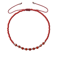 Textilné Miyuki náramok červený achát 13037.3 red