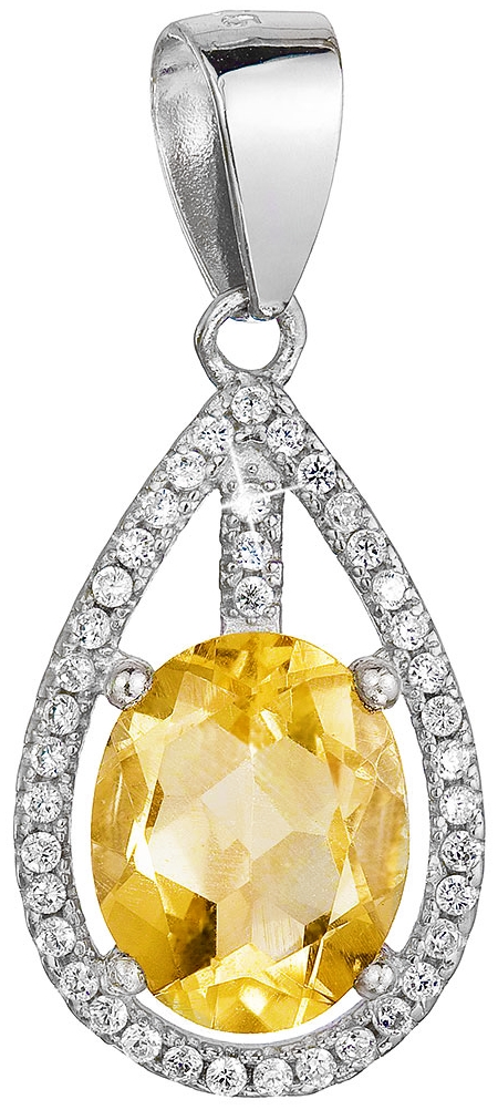 Strieborný prívesok slza žltý zirkón 14034.3 citrine