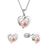 Perlová súprava srdiečka s ružovou riečnou perlou 29060.3B pink