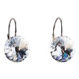 Strieborné náušnice visiace s krištáľmi Swarovski biele okrúhle 31106.1