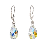 Strieborné náušnice visiace s krištáľmi Swarovski AB efekt slza 31063.2