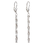 Strieborné náušnice visiace s krištáľmi Swarovski bielej 31128.1