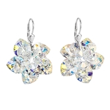 Strieborné náušnice visiace s krištáľmi Swarovski AB efekt kvietok 31130.2