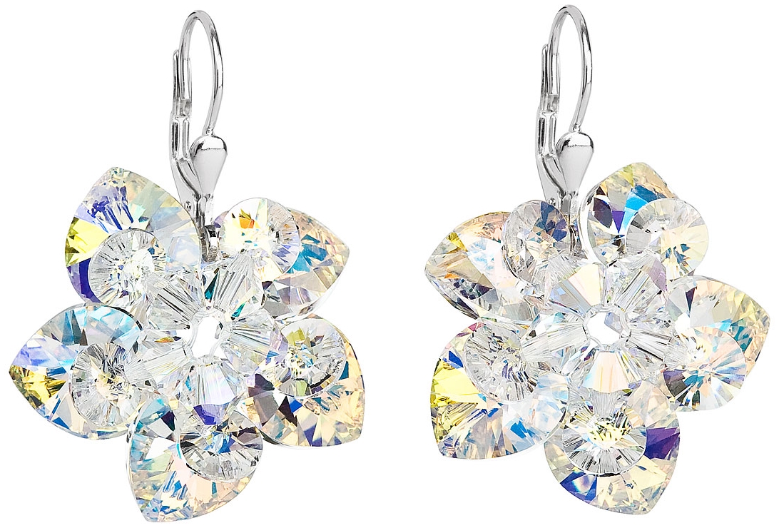 Strieborné náušnice visiace s krištáľmi Swarovski AB efekt kvietok 31130.2
