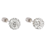 Strieborné náušnice kôstky s krištáľmi Swarovski biele okrúhle 31111.1