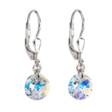 Strieborné náušnice visiace s krištáľmi Swarovski AB efekt okrúhle 31134.2