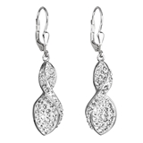 Strieborné náušnice visiace s krištáľmi Swarovski biela špirála 31160.1