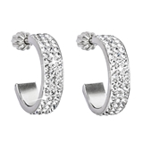 Strieborné náušnice kruhy s krištáľmi Swarovski biely polkruh 31119.1