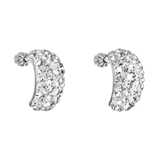 Strieborné náušnice visiace s krištáľmi Swarovski biely polkruh 31164.1