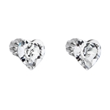 Strieborné náušnice kôstka s krištáľmi Swarovski biele srdce 31139.1