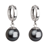 Strieborné náušnice visiace s perlou Swarovski šedé okrúhle 31151.3