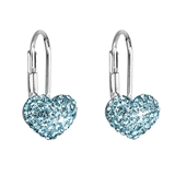 Strieborné náušnice visiace s krištáľmi Swarovski modré srdce 31125.3