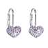 Strieborné náušnice visiace s krištáľmi Swarovski fialové srdce 31125.3