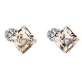 Strieborné náušnice kôstka s krištáľmi Swarovski hnedý štvorec 31065.3
