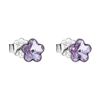 Strieborné náušnice kôstka s krištáľmi Swarovski fialový kvietok 31080.3