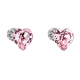 Strieborné náušnice kôstka s krištáľmi Swarovski ružové srdce 31139.3