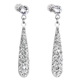 Strieborné náušnice visiace s krištáľmi Swarovski biela slza 31163.1