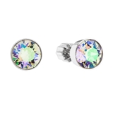 Strieborné náušnice pecka s krištáľmi Swarovski zelené okrúhle 31113.5