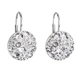 Strieborné náušnice visiace s krištáľmi Swarovski biele okrúhle 31176.1