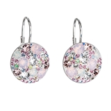 Strieborné náušnice visiace s krištáľmi Swarovski ružové okrúhle 31176.3