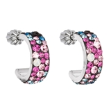 Strieborné náušnice kruhy s krištáľmi Swarovski mix farieb polkruh 31118.4 Galaxy
