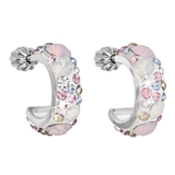 Strieborné náušnice kruhy s krištáľmi Swarovski ružový polkruh 31118.3 Rose