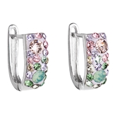 Strieborné náušnice visiace s krištáľmi Swarovski mix farieb polkruh 31123.3 sakura