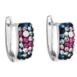 Strieborné náušnice visiace s krištáľmi Swarovski mix farieb polkruh 31123.4 galaxy