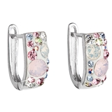 Strieborné náušnice visiace s krištáľmi Swarovski ružový polkruh 31123.3 magic rose