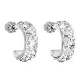 Strieborné náušnice kruhy s krištáľmi Swarovski biele polkruh 31118.1 krištál