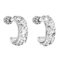 Strieborné náušnice kruhy s krištáľmi Swarovski biele polkruh 31118.1 krištál