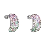 Strieborné náušnice visiace s krištáľmi Swarovski mix farieb polkruh 31164.3 sakura