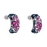 Strieborné náušnice visiace s krištáľmi Swarovski mix farieb polkruh 31164.5