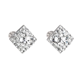 Strieborné náušnice kôstka s krištáľmi Swarovski biely kosoštvorec 31169.1