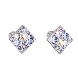 Strieborné náušnice kôstka s krištáľmi Swarovski fialový kosoštvorec 31169.3