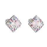 Strieborné náušnice kôstka s krištáľmi Swarovski ružový kosoštvorec 31169.3