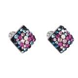 Strieborné náušnice kôstka s krištáľmi Swarovski mix farieb kosoštvorec 31169.4 galaxy