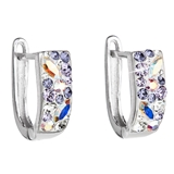 Strieborné náušnice visiace s krištáľmi Swarovski fialový polkruh 31123.3 violet