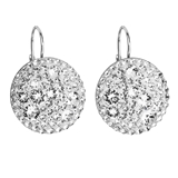 Strieborné náušnice visiace s krištáľmi Swarovski biele okrúhle 31161.1