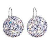 Strieborné náušnice visiace s krištáľmi Swarovski fialové okrúhle 31161.3 violet