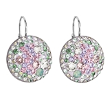 Strieborné náušnice visiace s krištáľmi Swarovski mix farieb okrúhle 31161.3 sakura