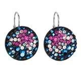 Strieborné náušnice visiace s krištáľmi Swarovski mix farieb okrúhle 31161.4 galaxy